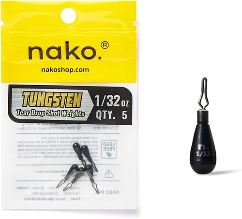 Miniatura 15 de Nako - Pesas de tungsteno para tiro de caída, pesos de tungsteno, pesos de pesca para equipo de tiro caído, 1/32 oz - 1 oz, sin astilla, negro