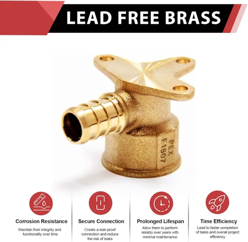 Miniatura 4 de EFIELD Pex - Codo de oreja caída, latón (1/2 pulgada x 1/2 pulgada) hembra NPT, ASTM F1807 (PEX1807159) (paquete de 10)