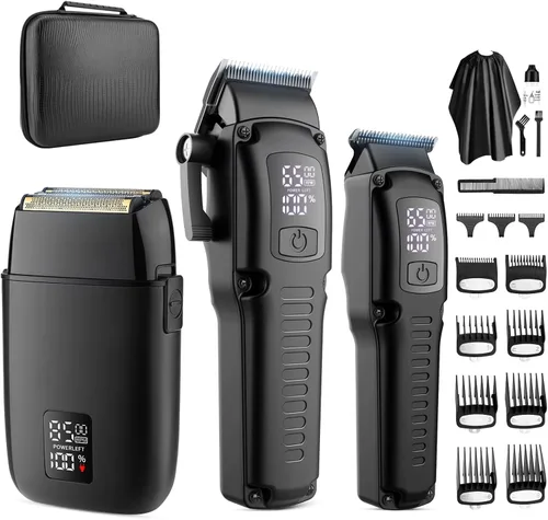 Miniatura 10 de Zesuti Juego de cortapelos de peluquero inalámbrico para hombres, kit profesional de corte de pelo y recortadora de hoja en T sin espacio y Negro 949