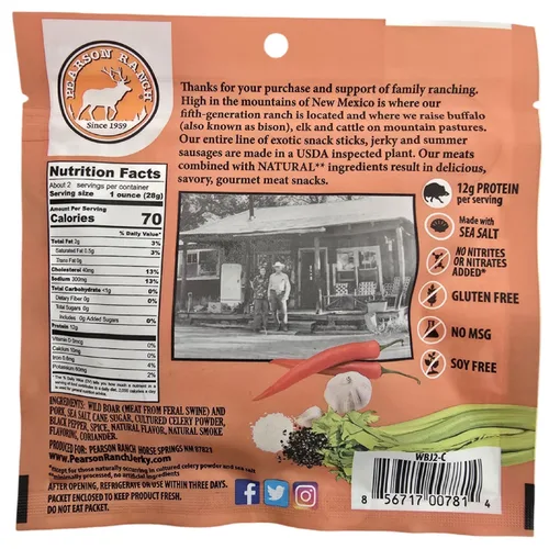 Miniatura 5 de Pearson Ranch Wild Grass Fed Game - Paquete variado de 4 bolsas de 2.1 onzas, venado, alce, búfalo y jabalí, sin gluten, sin MSG, apto para paleo