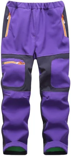 Miniatura 30 de linlon Pantalones impermeables para la nieve para niños y niños, forro polar lind para senderismo, softshell, cálidos, con aislamiento térmico