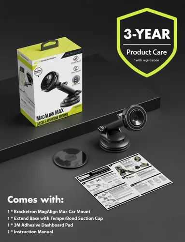 Miniatura 9 de Bracketron MagAlign Max - Soporte magnético para teléfono MagSafe para parabrisas y tablero, soporte magnético de teléfono de succión de vacío 360