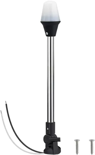 Miniatura 14 de Pactrade Marine Luces de navegación para barcos – Luz de popa blanca incandescente de 10.75 pulgadas (montaje en superficie, base plegable)
