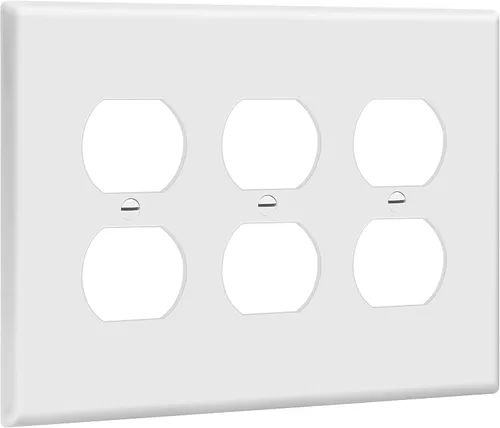 Miniatura 4 de ENERLITES - Placa decorativa de pared para toma de corriente dúplex, acabado brillante, tamaño intermedio, 3 bandas, 4.88 x 6.77 pulgadas, Blanco