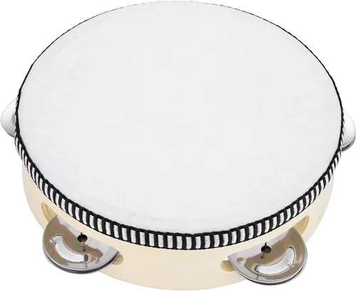 Miniatura 4 de Musfunny - Tambor de mano de 6 pulgadas, de abedul y metal, para percusión, juguete musical educativo, instrumento para KTV, fiesta, juegos de niños