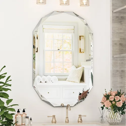 Miniatura 13 de Suidia Espejo de baño, espejo de pared de 20 x 30 pulgadas, espejo de baño sin marco con borde biselado para dormitorio, sala de estar, entrada