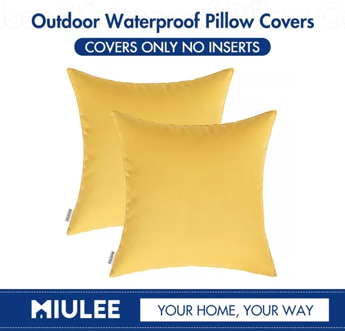 Miniatura 6 de MIULEE - Juego de 2 fundas de almohadas decorativas para exteriores, impermeables, cuadradas, para jardín, para cenador de primavera, tienda de Negro