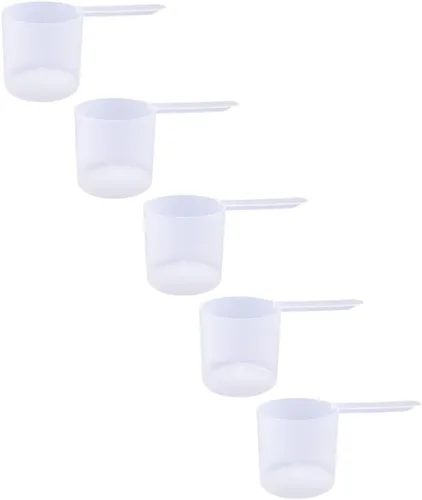 Miniatura 90 de Conjunto de 5 cucharas medidoras de plástico, 6 cucharadas (90 cc 3/8 taza 3 oz. 90 mL) con mango largo para polvos, gránulos, café, comida