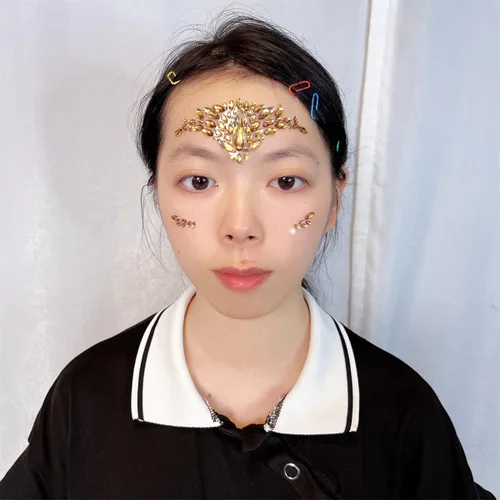 Miniatura 2 de Topz - Joyas de cara dorada para maquillaje de Halloween, festivales, boda, cara, gemas temporales, tatuajes de sirena, carnaval, cara, calcomanías