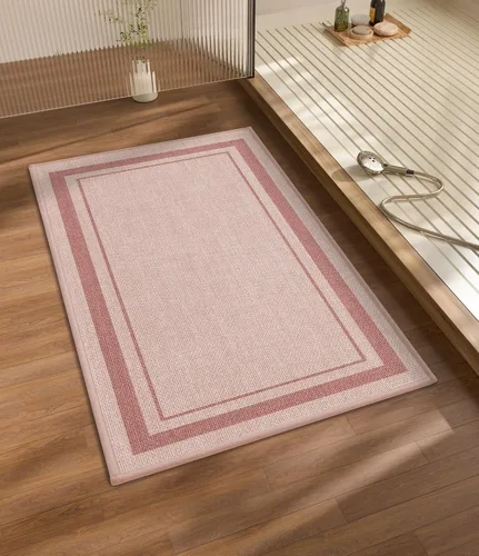 Miniatura 47 de chakme Juego de 2 alfombras de baño ultrafinas, absorbentes, antideslizantes, lavables a máquina, color beige oscuro, 17 x 24 pulgadas + tapete