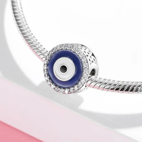 Miniatura 7 de Abalorios de plata de ley 925 para pulsera y joyería de la suerte, abalorios de Hamsa de Fátima, abalorios europeos compatibles con el mal de ojo