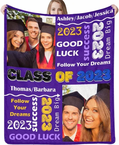 Miniatura 13 de Manta de sofá de graduación personalizada con imagen, manta personalizada para graduados para clase de 2023, personalizable con cualquier palabra