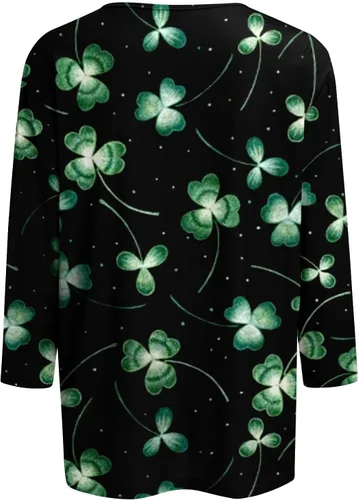 Miniatura 4 de Camisa del día de San Patricio, camisetas de manga 34 para mujer, camisetas irlandesas del día de San Patricio, camisetas estampadas con trébol