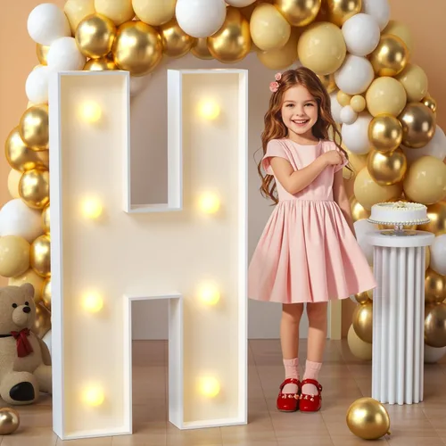 Miniatura 45 de imprsv Letras de marquesina iluminadas, letras de mosaico de 1.2 m con luz para decoración de baby shower, graduación, gran J para decoraciones