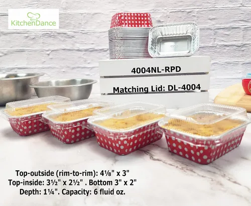 Miniatura 3 de KitchenDance - Mini moldes desechables de aluminio con tapas, 6 onzas, rectangulares de tamaño individual, moldes para hornear de papel de aluminio