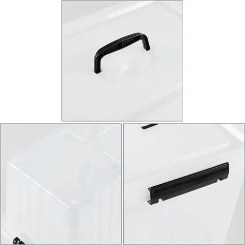 Miniatura 2 de Paquete de 4 cajas de plástico de 20 L, contenedores de almacenamiento transparentes con tapas/asas