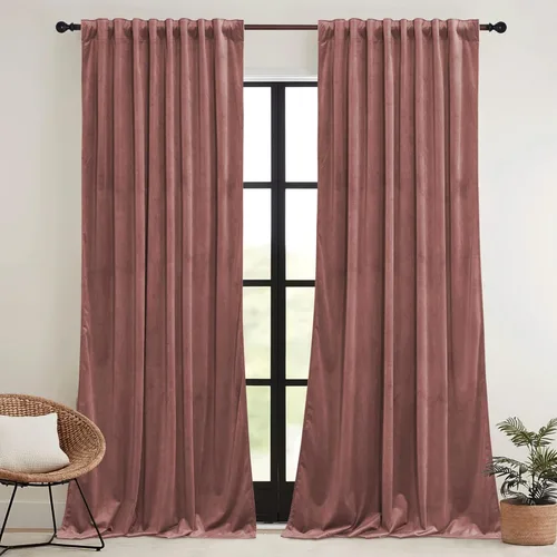 Miniatura 48 de RYB HOME Cortinas elegantes de terciopelo verde de 108 pulgadas de largo, bloqueo de luz, aislamiento térmico, elegantes cortinas de terciopelo