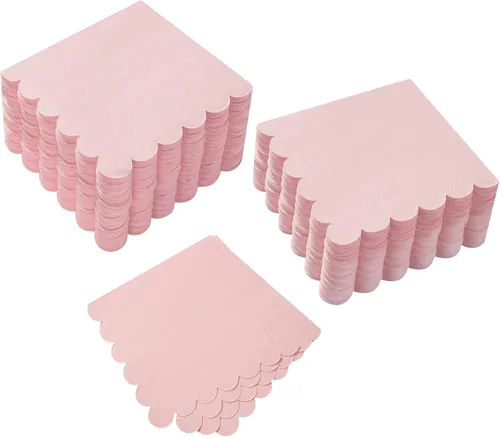 Miniatura 12 de 100 paquete de servilletas de cóctel de 2 capas con borde festoneado, servilletas de postre plegadas de 5 x 5 pulgadas, servilletas desechables