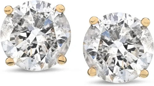 Tienda Essentials Diamante de oro de 14 quilates certificado con rosca trasera y aretes tipo dormilona (color J-K, claridad I1-I2) (anteriormente
