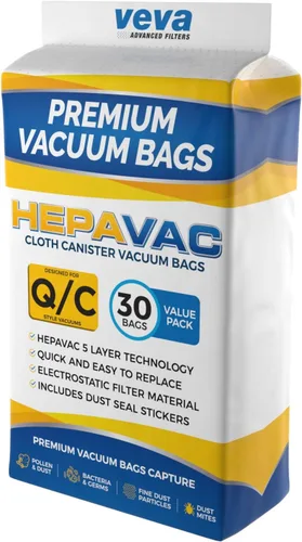 Miniatura 5 de Paquete de 30 bolsas de vacío HEPA tipo Q/C 53292 para aspiradoras Kenmore 5055, 50558, 53291, 53292, Series 600, 400, 200