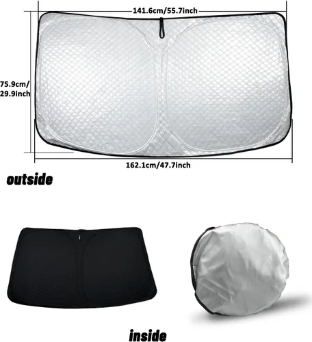 Miniatura 8 de BESTVIEW Protector Solar Para Parabrisas Compatible con GMC Sierra 1500 2500 3500 2019 2020 2021 2022 2023, Visor Solar Reflectivo Plegable