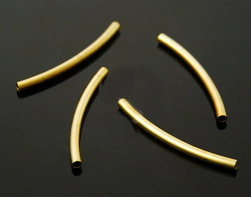 Miniatura 3 de 50 piezas de tubo de fideos curvos sueltas 1.181 in largo conector espaciador de 18 quilates chapado en oro amarillo de 18 quilates para fabricación