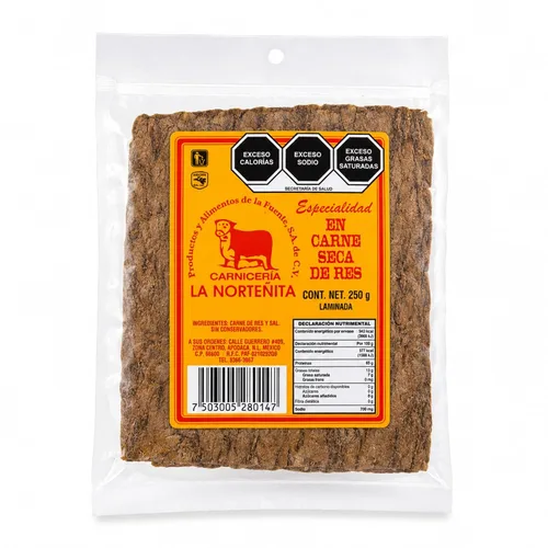 La Norteñita Machacado Carne Seca Laminada 8.82 oz Jerk Bocadillos de carne con alto contenido de proteínas, auténtico sabor norteño, aperitivos de