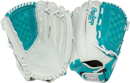 Miniatura 12 de Rawlings Guante de sóftbol juvenil Shut Out Negro/Blanco Web de barra doble de poste único