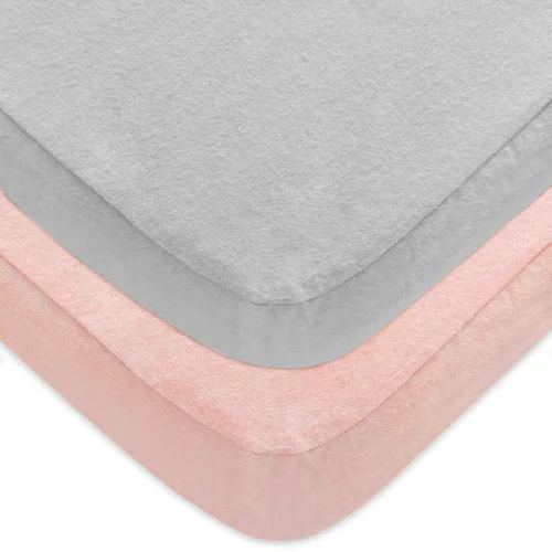 Miniatura 17 de Sábanas para Pack and Play para niña, paquete de 2 sábanas para mini cuna, sábana ajustada para corralito elástica, compatible con Graco Pack n