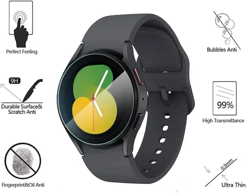 Miniatura 2 de Paquete de 4 protectores de pantalla para Samsung Galaxy Watch 5 de 1.575 pulgadas, 2.5D de alta definición 9H, película protectora de pantalla