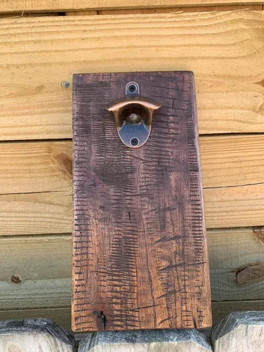 Miniatura 7 de Rustic Farmhouse Bottle Opener with Oil Rubbed Bronze Hardware - Includes Upgraded Magic Magnet Catch - Mancave, Bar, Outdoors