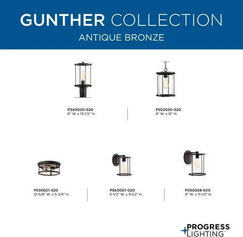 Miniatura 5 de Progress Lighting P560057-020 Gunther Outdoor, Bronce 9.5x6.5x6.5