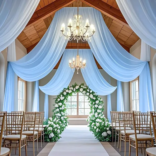 Miniatura 19 de Cortinas de techo verdes para cortinas de boda para techo, tela drapeada, 2 paneles de 5 x 20 pies, cortinas de tela para cortinas de arco de boda