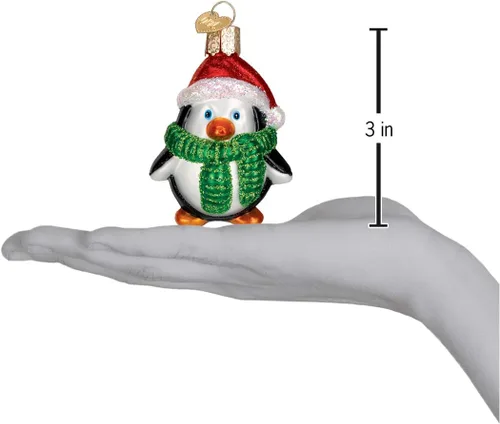 Miniatura 3 de Old World Christmas Colección de Pingüinos Adornos de Vidrio Soplado, 2 ¾ pulgadas, Pingüino Juguetón