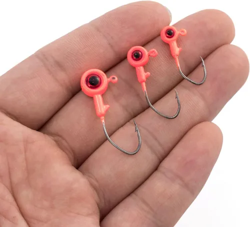 Miniatura 7 de Dr.Fish Crappie Jig 3D Ojos Pesca Jig Cabeza de Agua Dulce Crappie Trucha Panfish Gancho Bass Pesca Señuelo 1/32oz 1/16oz 1/8oz Rosado