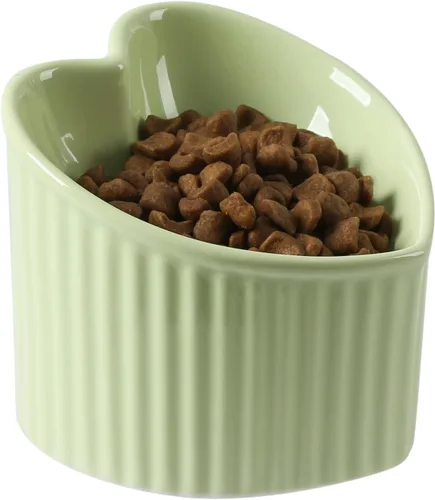 Miniatura 12 de Tazón inclinado elevado de 5.5 pulgadas, cuenco elevado de cerámica para gatos, con forma de corazón de amor, plato inclinado para alimentación