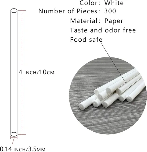 Miniatura 2 de 300 unidades de palos de piruleta de papel blanco de 4 pulgadas, palos para pastel pop, palos de chupete para galletas, caramelo arcoíris