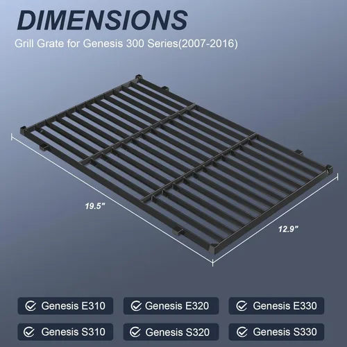 Miniatura 3 de Uniflasy Para Weber Genesis 300 Grill Parts Rejillas de cocción de hierro fundido, tubos de quemador de acero inoxidable 304, barras aromatizantes