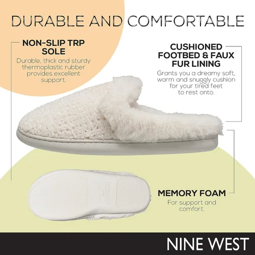 Miniatura 4 de Nine West Womens Cozy Warm Memory Foam Non Slip Indoor Outdoor Winter House Shoes