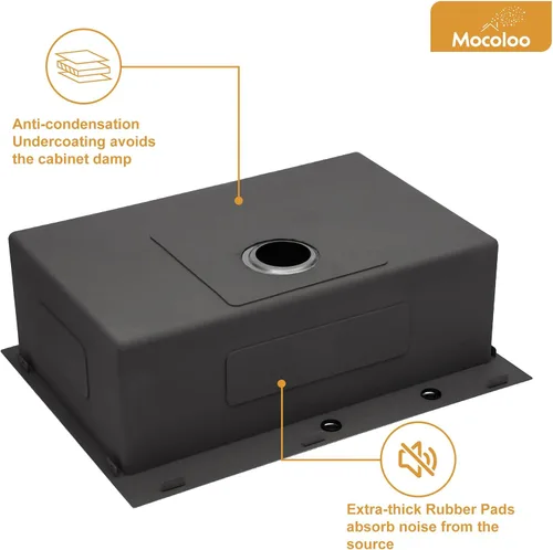 Miniatura 6 de Mocoloo Fregadero de cocina empotrable de 30 x 22 - Fregaderos de cocina de acero inoxidable de 30 pulgadas de montaje superior calibre 16 de un
