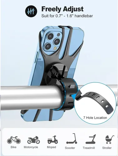 Miniatura 5 de Soporte de teléfono para bicicleta, soporte universal para teléfono para bicicleta, giratorio de 360°, manillar de silicona para iPhone, Galaxy