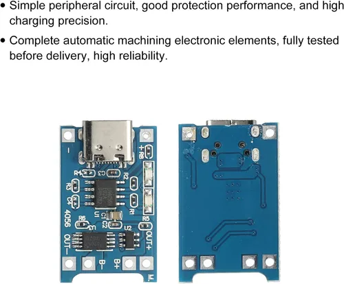 Miniatura 4 de MECCANIXITY Tipo-C USB 4.5-5.5V 1A Módulo de cargador de batería Placa de carga de doble protección Funciones Paquete de 10