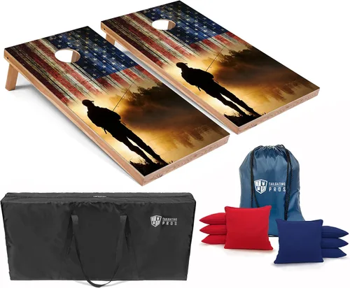 Miniatura 20 de Tailgating Pros - Juego de tableros para juego de cornhole con bolsas de maíz y estuche de transporte - Lanzamiento de agujero de maíz de 4 x 2 pies