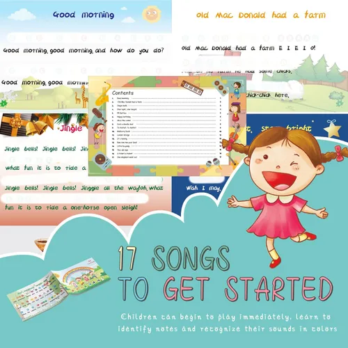 Miniatura 3 de Campanas de Escritorio, Campanas de Mano Diatónicas Arcoíris para Niños con 17 Libros de Canciones y Tarjetas Musicales Flash, Juguetes