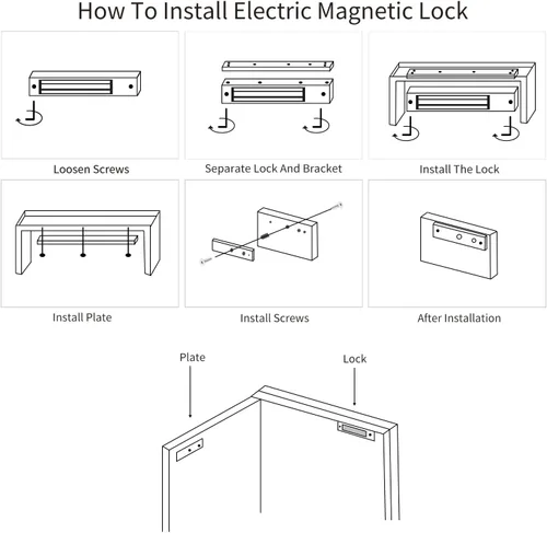 Miniatura 6 de Cerrojo magnético eléctrico con soporte Z y L de 500KG 1200LBS de fuerza de retención, electroimán de seguridad de 12V, modo NC Fail Safe, puerta