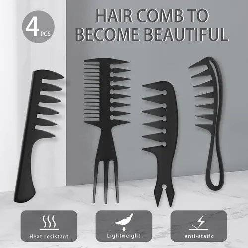 Miniatura 3 de Peine de peinado para hombres, peine de dientes anchos para cabello rizado, peine para cabello rizado, peine de pelo para hombres, peluquería