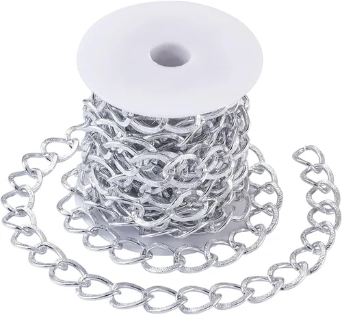 Miniatura 17 de FASHEWELRY Cadena de eslabones de aluminio de 16.4 pies sin soldar, rollo de cadenas de eslabones dorados con carrete para hacer collares, joyas