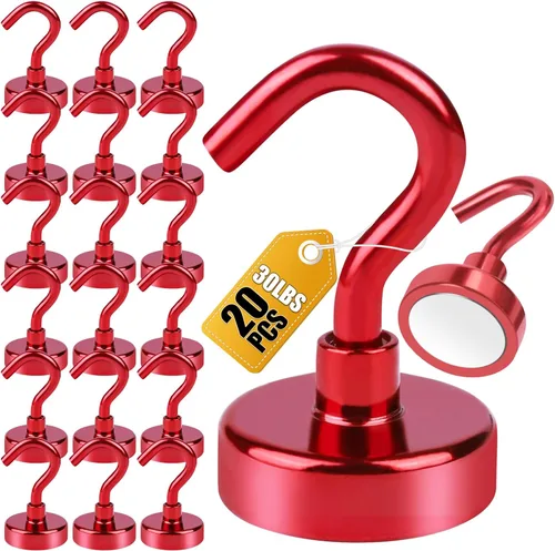 Miniatura 14 de Diymag Ganchos magnéticos, resisten 80 lb, 20 unidades, neodimio de tierras raras fuertes para colgar, colgador magnético para cortina, hogar, Negro