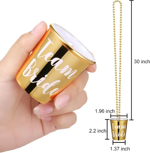 Miniatura 2 de Maitys - 12 collares de vasos de chupito de despedida de soltera, 11 vasos de chupito de plástico para novia y 1 novia con lámina dorada, recuerdo
