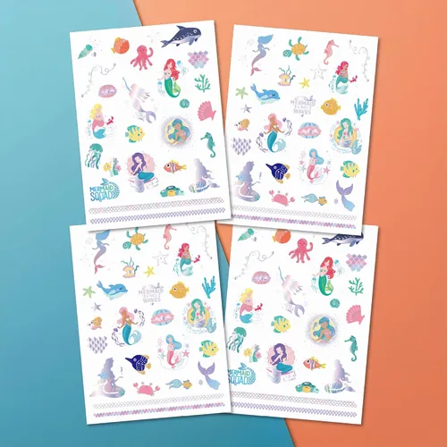 Miniatura 5 de PapaKit Kitty Cats - Juego de tatuajes falsos temporales, 4 hojas de 64 estilos con lámina iridiscente metálica, recuerdos de fiesta, rellenos